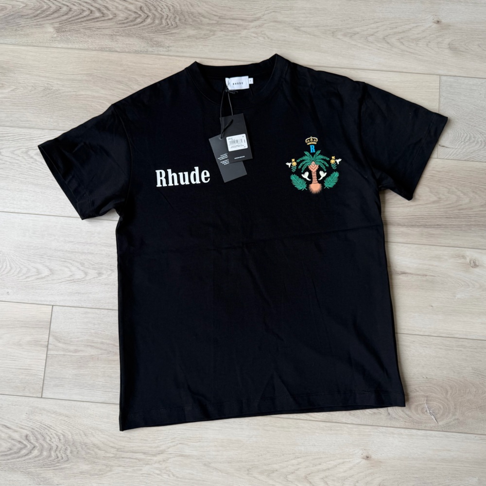 Rhude Palm Crest Graphic T-Shirt Black Size Medium NWT Designer Streetwear Tee